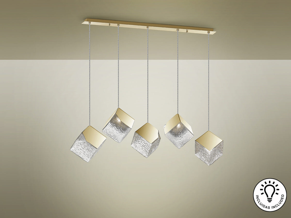 Lámpara de techo Priscila lineal 5 luces oro