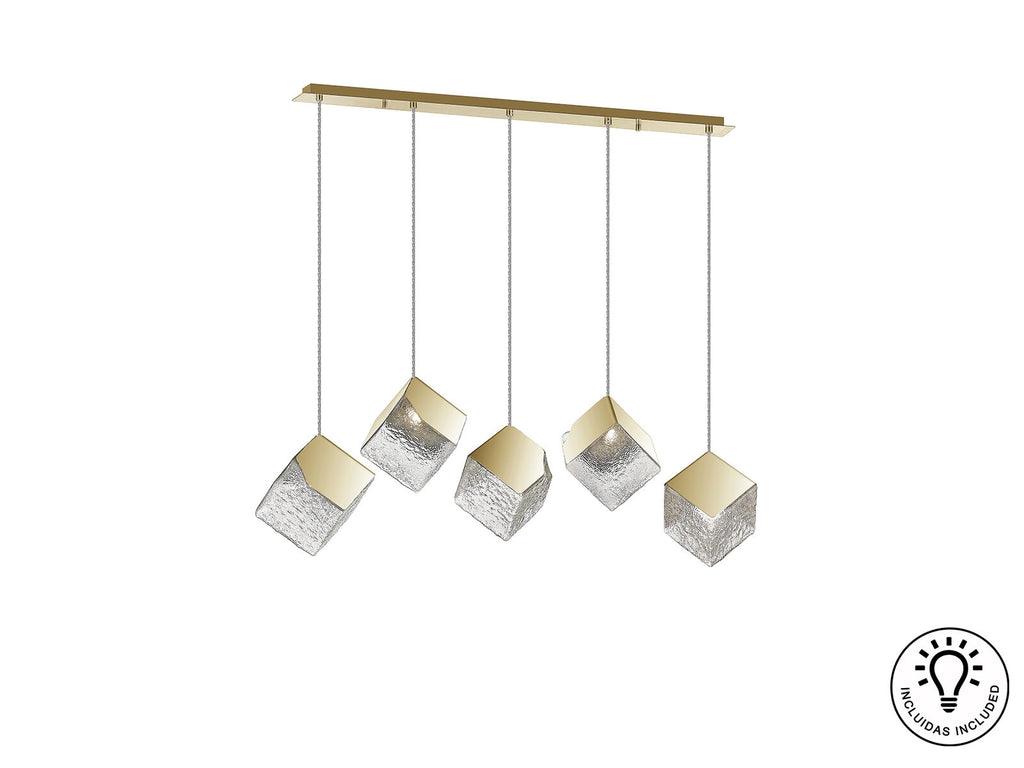 Lámpara de techo Priscila lineal 5 luces oro