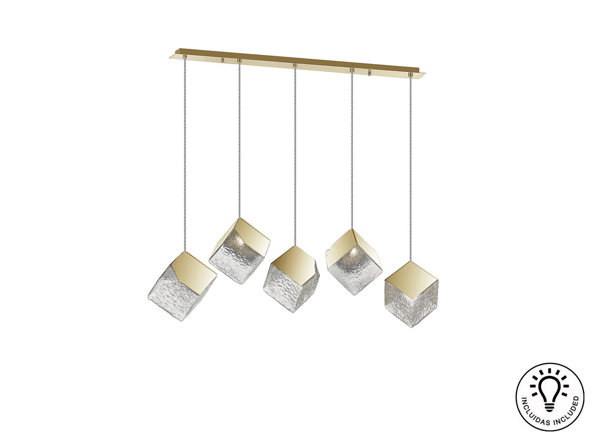 Lámpara de techo Priscila lineal 5 luces oro