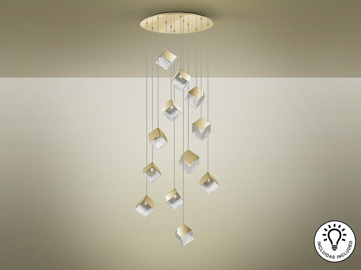 Lámpara de techo grande Priscila 12 luces oro