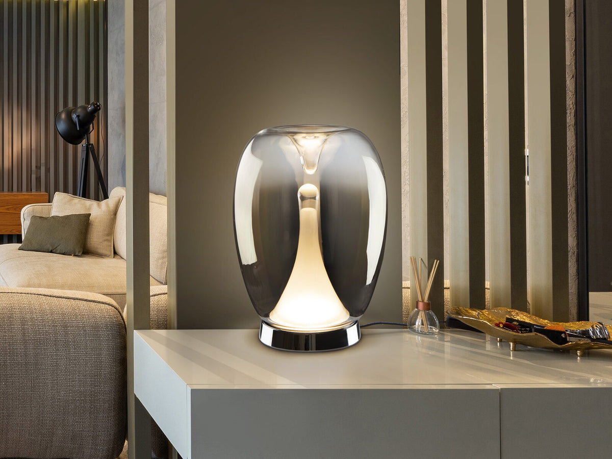 Lámpara de mesa Suspiro LED cromo y smoke