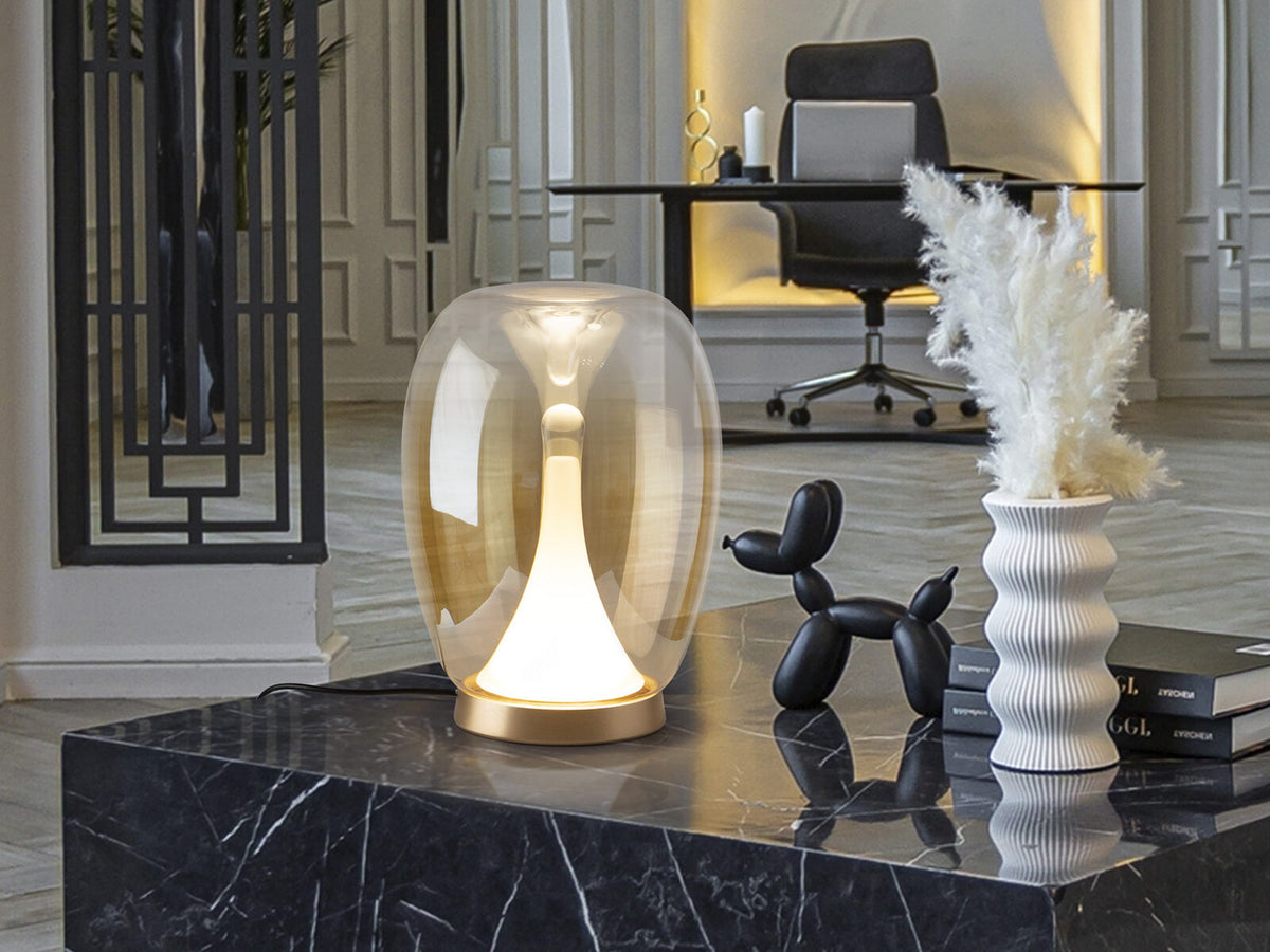 Lámpara de mesa Suspiro LED oro y ámbar