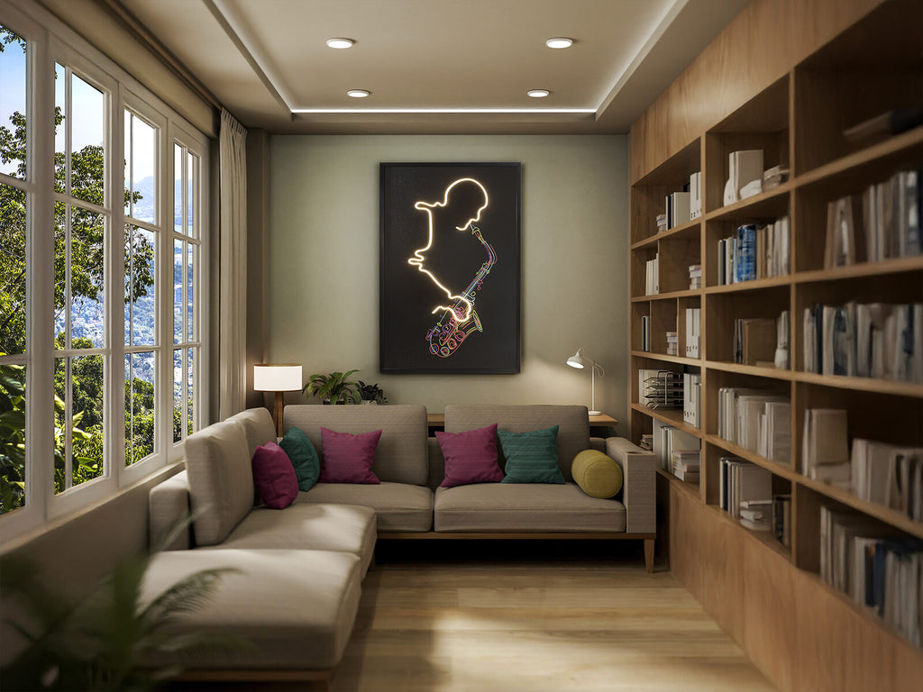 Cuadro con luz LED Saxofón 80 × 120