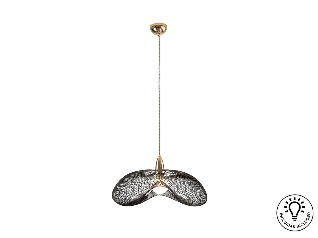 Lámpara colgante Forma malla oro y negro