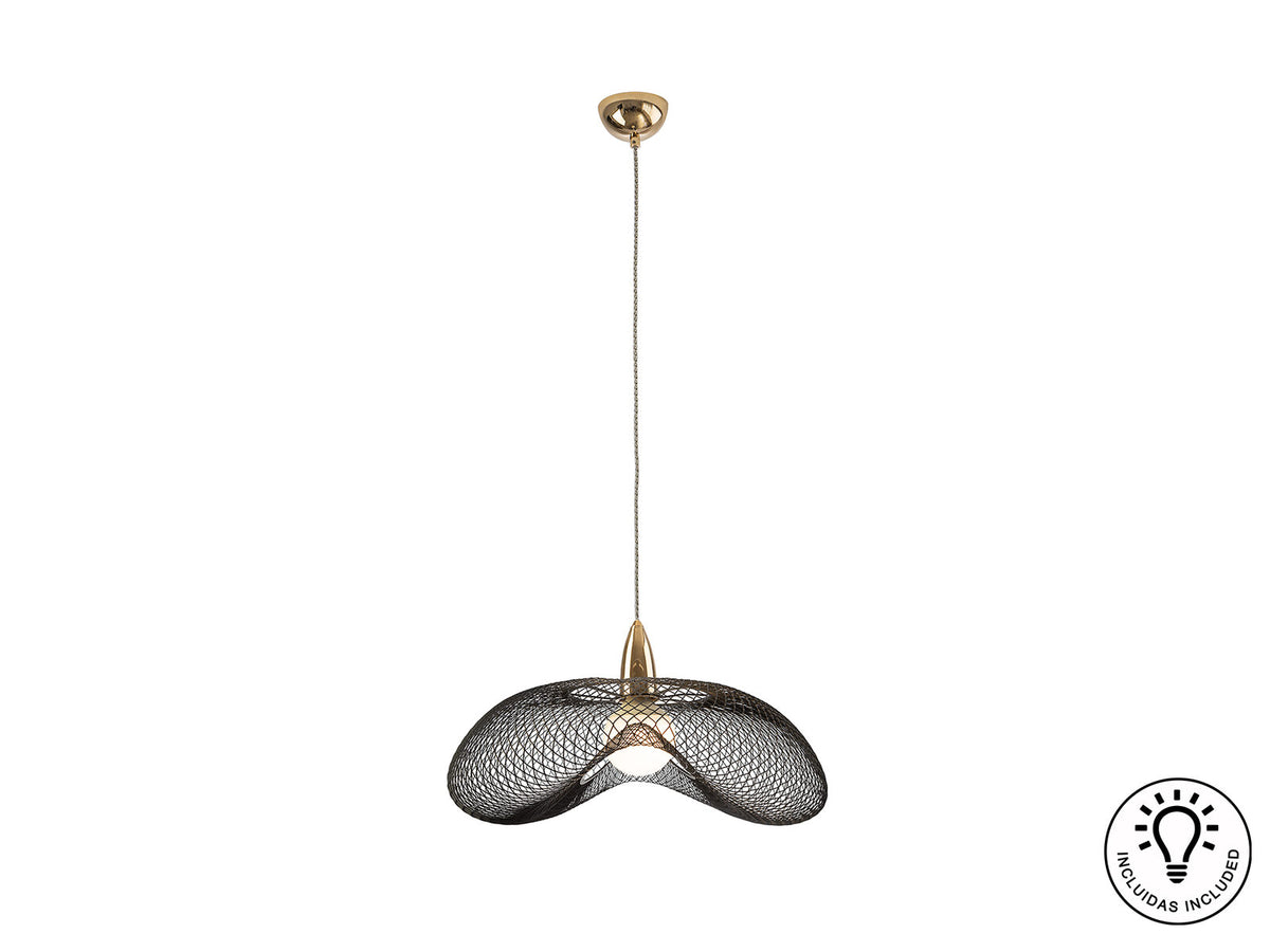 Lámpara colgante Forma malla oro y negro