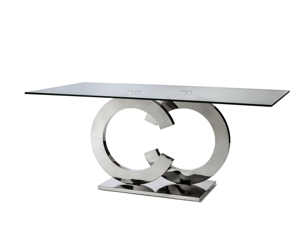 Mesa de comedor Casandra 160 acero y cristal