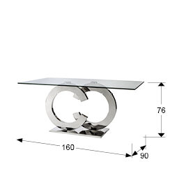 Mesa de comedor Casandra 160 acero y cristal - medidas