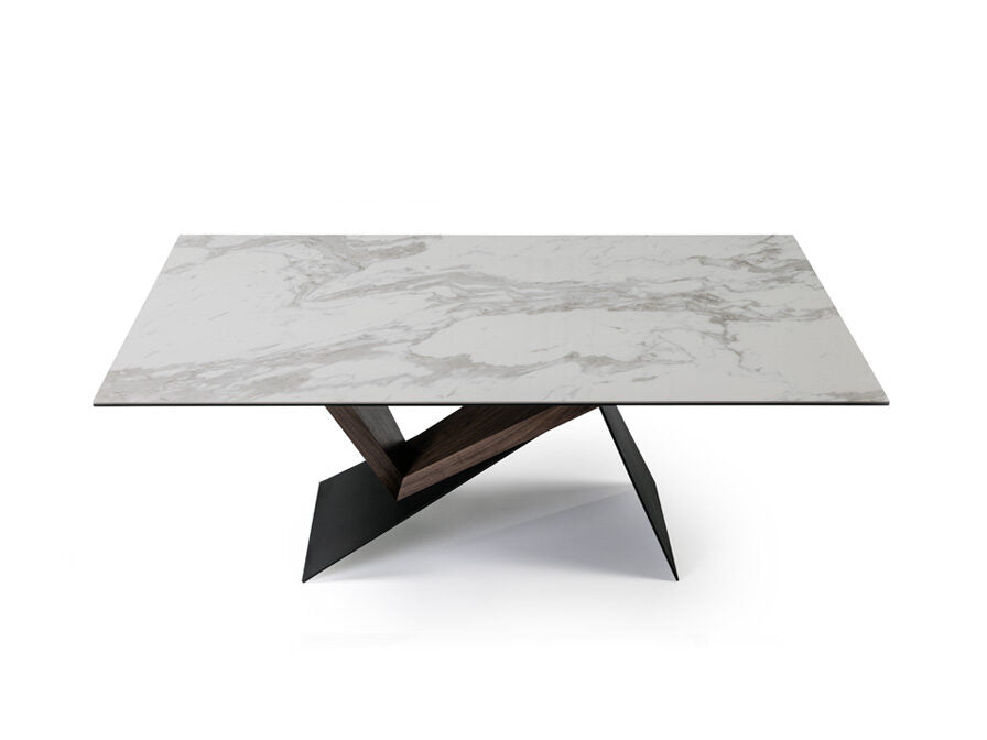 Mesa de comedor Noa 180 × 90 negro nogal y mármol blanco