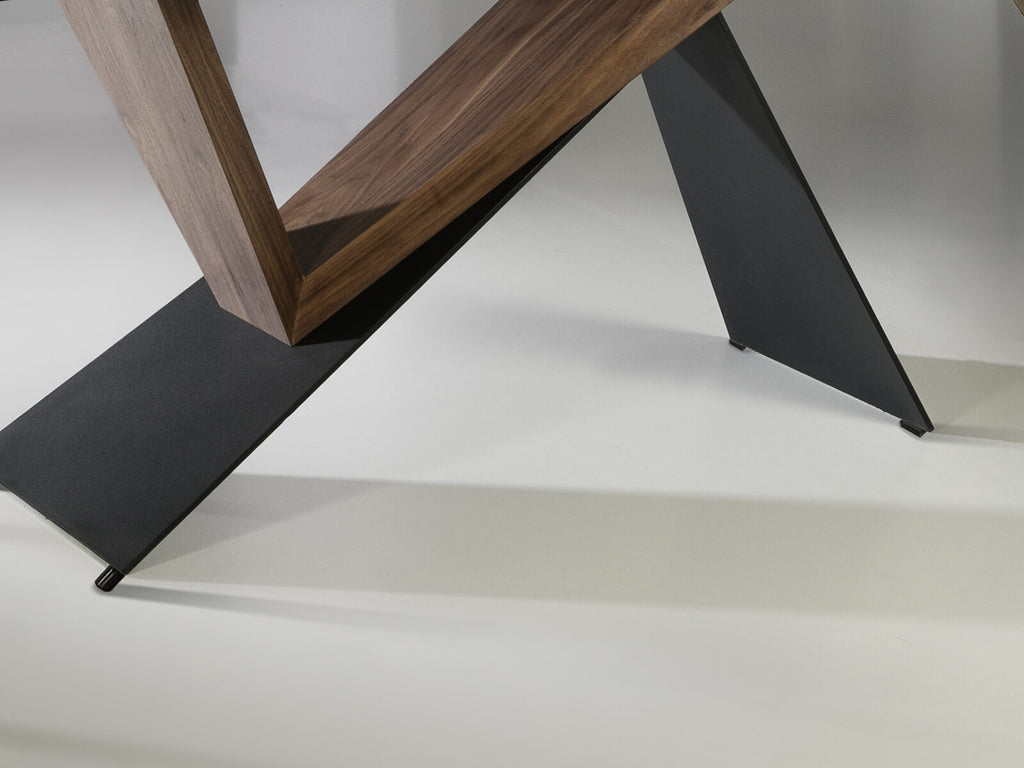 Mesa de comedor Noa 180 × 90 negro nogal y mármol blanco