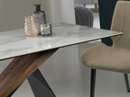 Mesa de comedor Noa 180 × 90 negro nogal y mármol blanco
