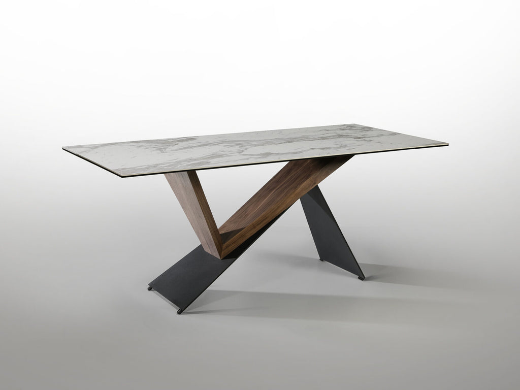 Mesa de comedor Noa 180 × 90 negro nogal y mármol blanco