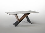 Mesa de comedor Noa 180 × 90 negro nogal y mármol blanco