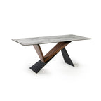Mesa de comedor Noa 180 × 90 negro nogal y mármol blanco