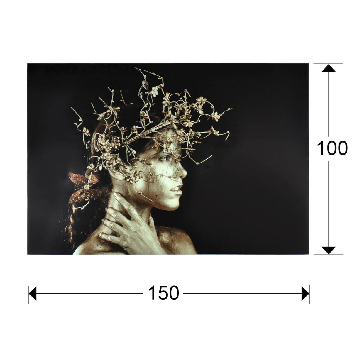 Fotografía Mujer Dorada 150 × 100 cm - medidas