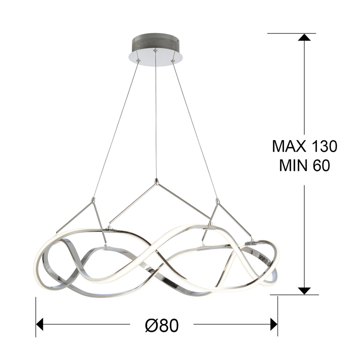 Lámpara de techo Molly LED cromo Ø80 dimable - medidas