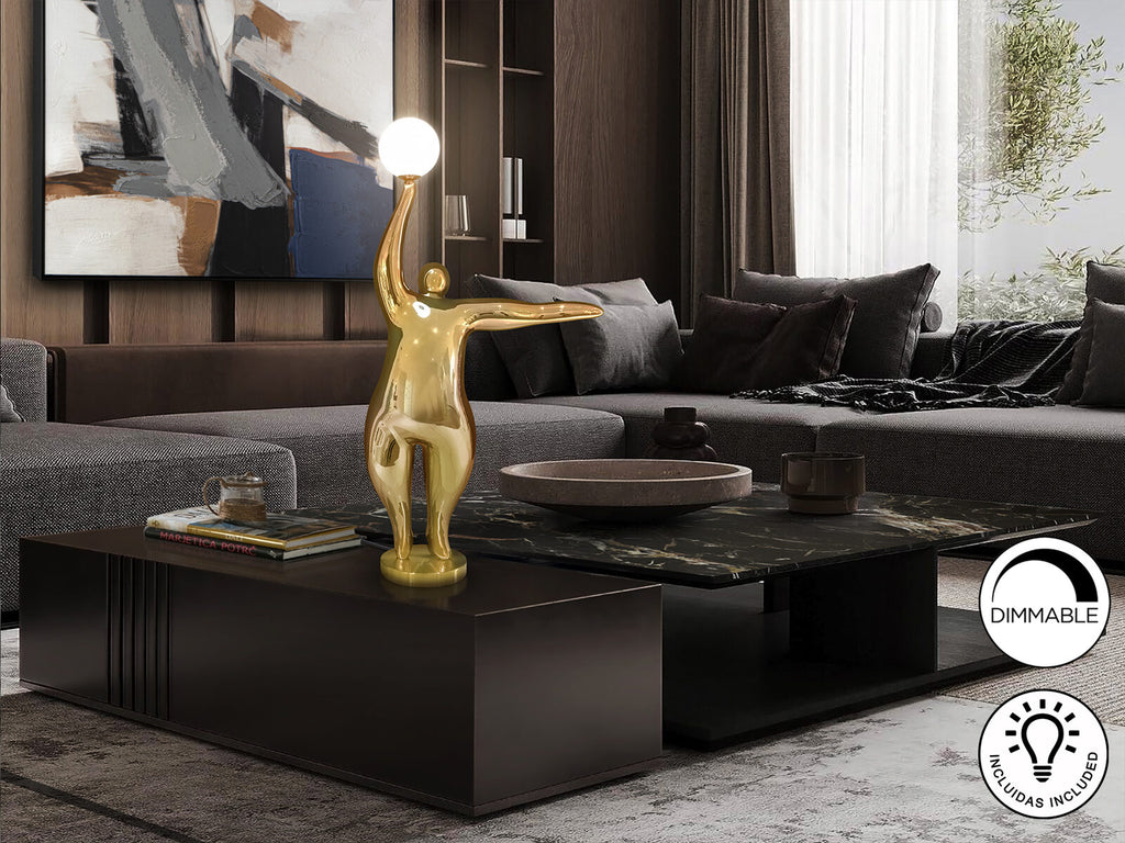 Figura decorativa con luz El globo oro
