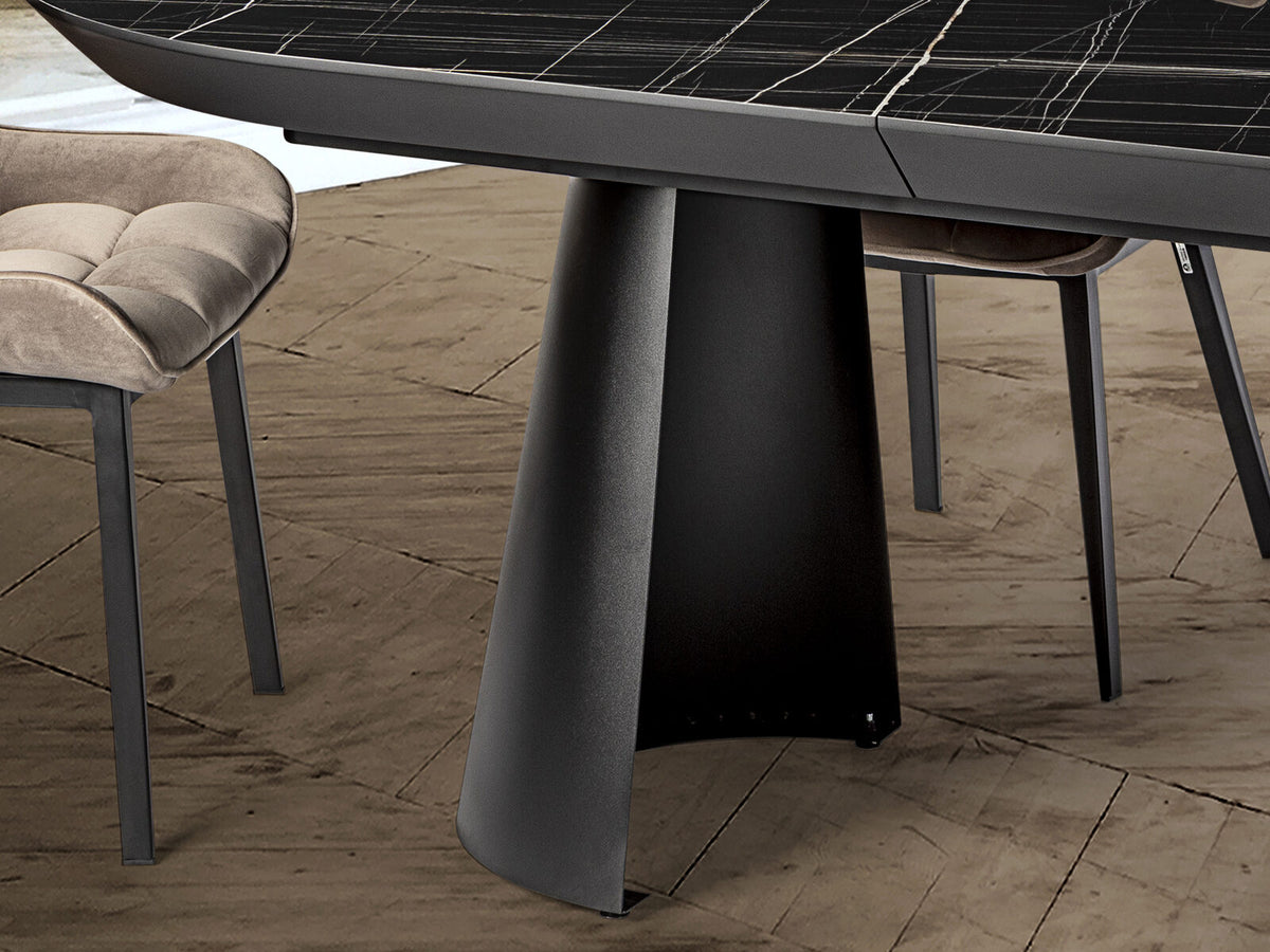 Mesa de comedor extensible Capri 205-405 negro y mármol negro
