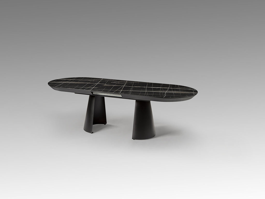 Mesa de comedor extensible Capri 205-405 negro y mármol negro