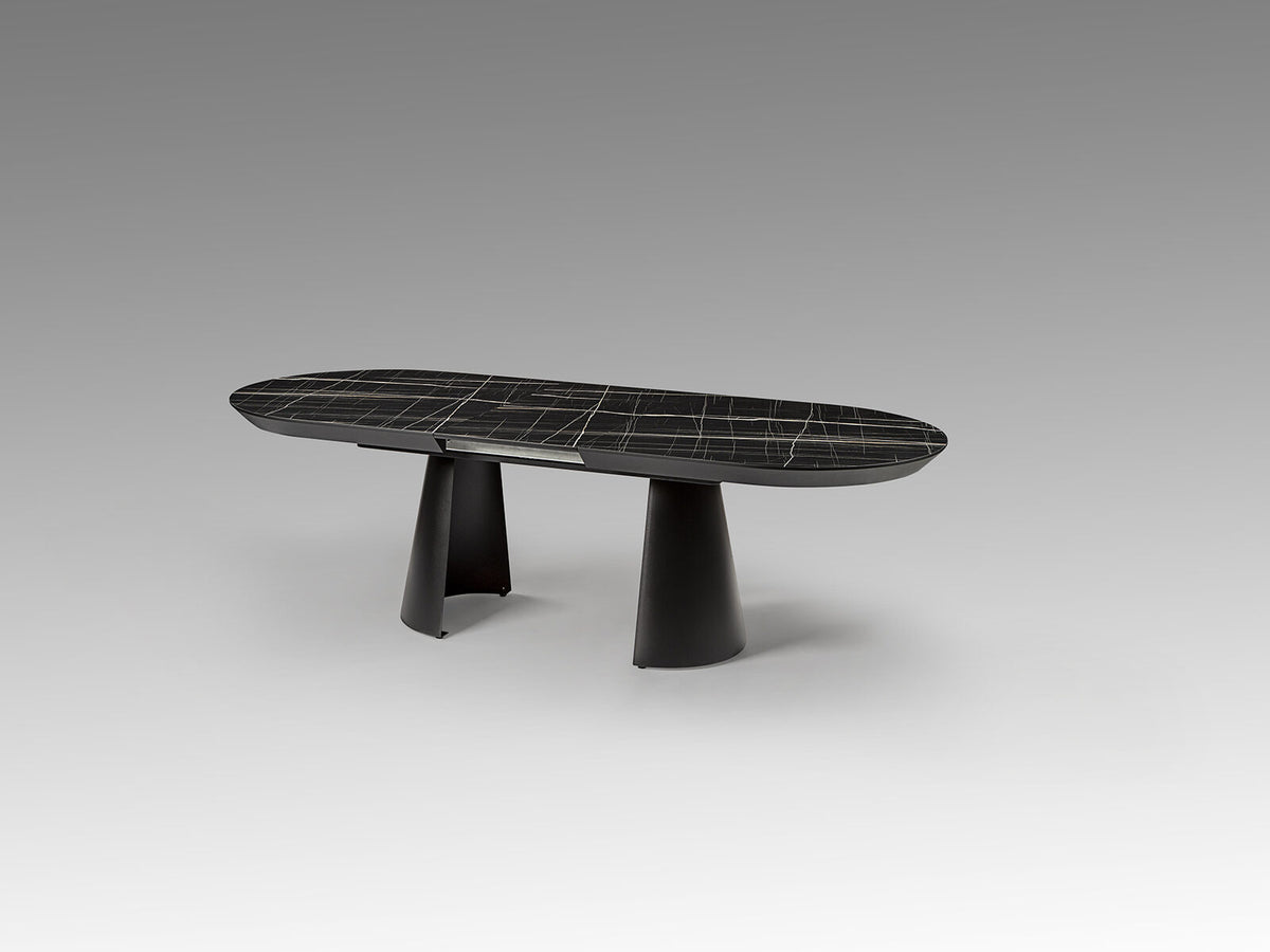 Mesa de comedor extensible Capri 205-405 negro y mármol negro