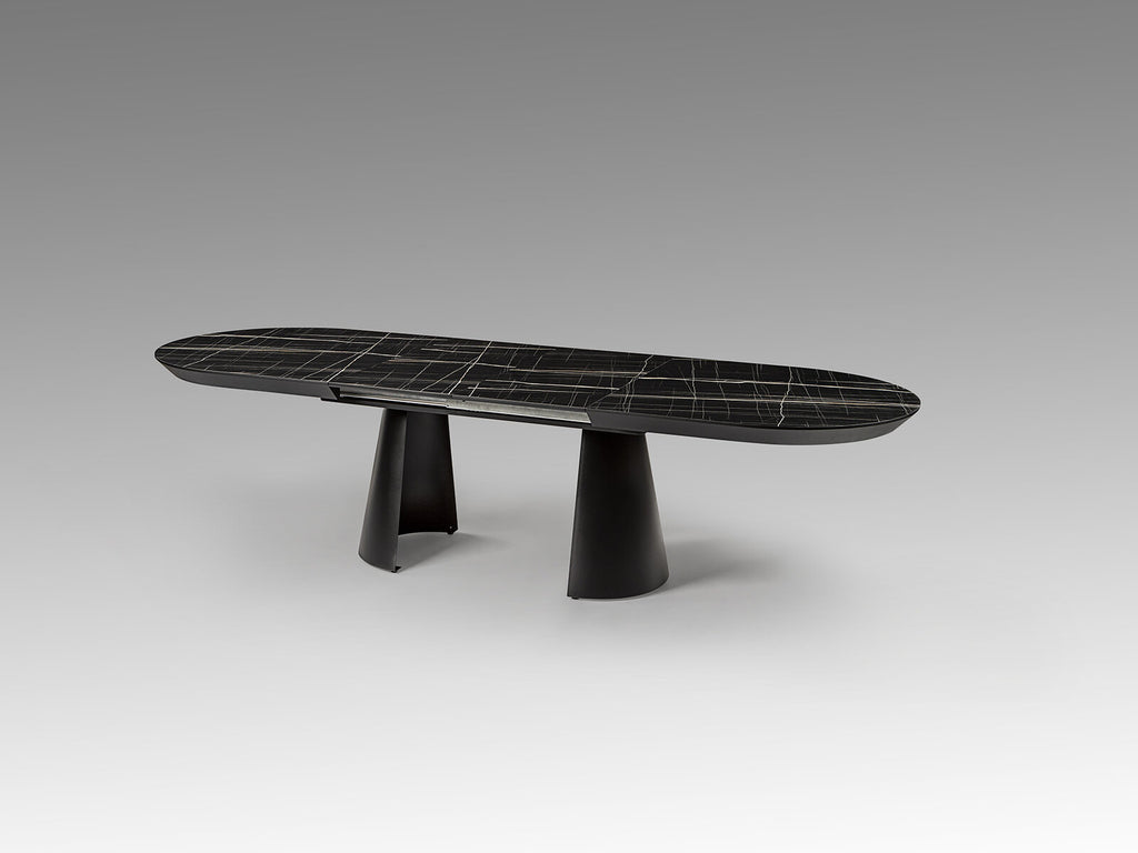 Mesa de comedor extensible Capri 205-405 negro y mármol negro