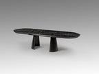 Mesa de comedor extensible Capri 205-405 negro y mármol negro