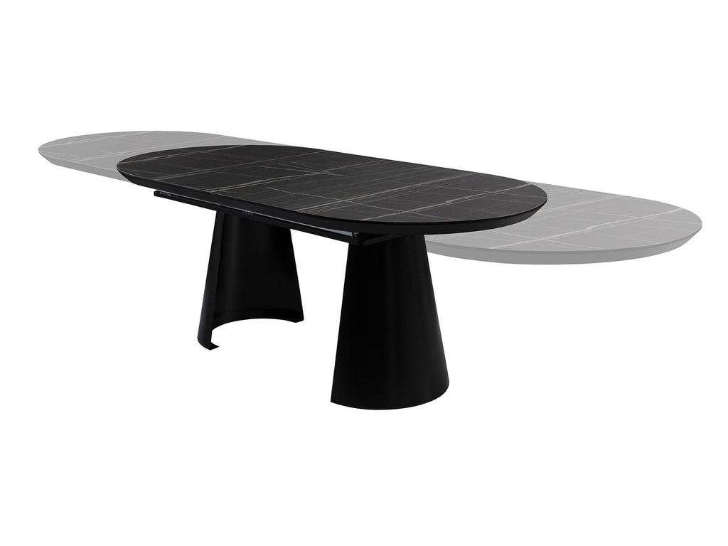Mesa de comedor extensible Capri 205-405 negro y mármol negro