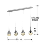 Lámpara de techo Elie 4 luces cromo - medidas