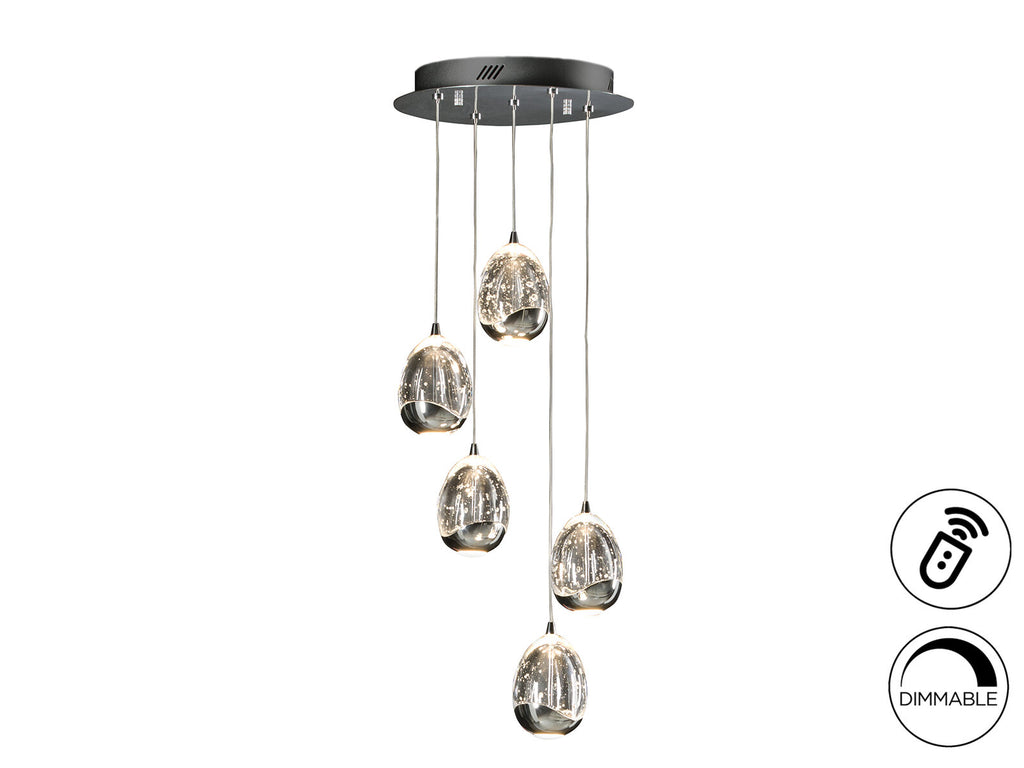 Lámpara de techo Rocío 5 luces Ø30 dimable