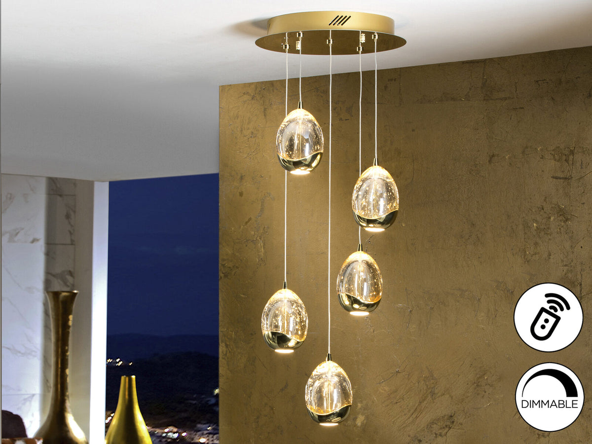 Lámpara de techo Rocío 5 luces Ø30 dimable