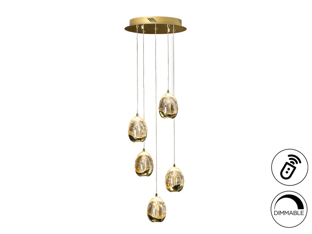 Lámpara de techo Rocío 5 luces Ø30 dimable