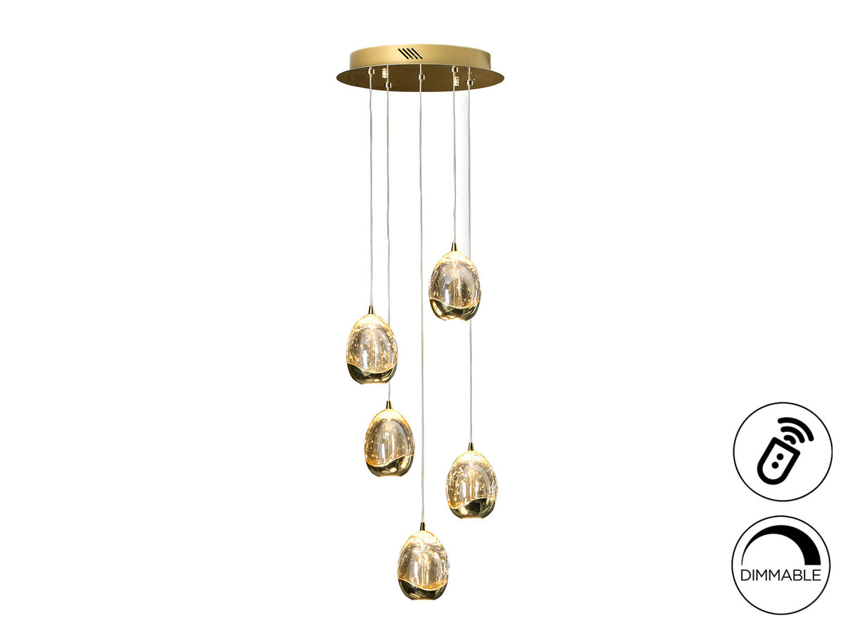 Lámpara de techo Rocío 5 luces Ø30 dimable