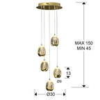 Lámpara de techo Rocío 5 luces Ø30 - medidas