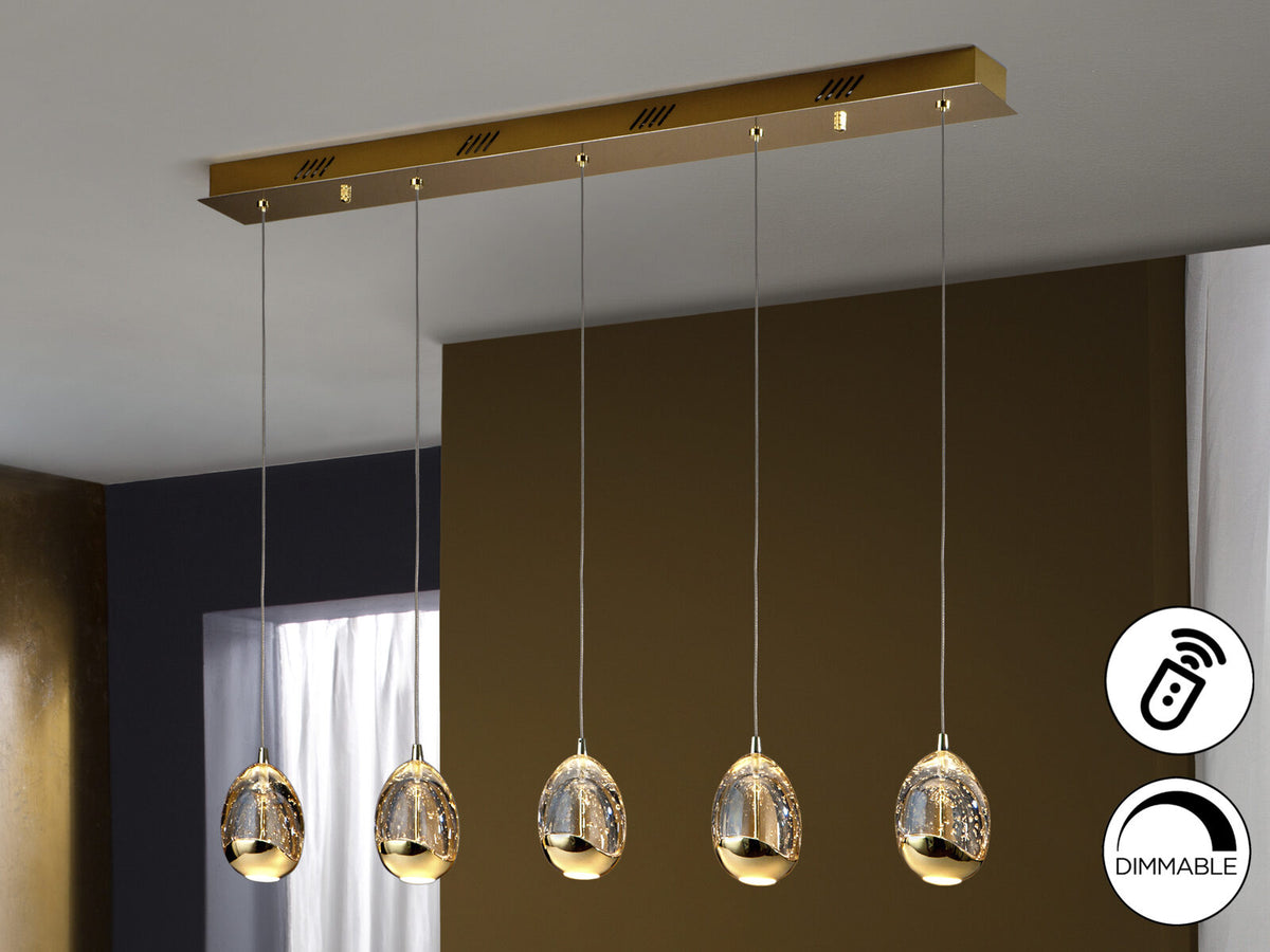 Lámpara de techo Rocío lineal 5 luces dimable