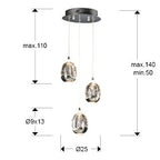 Lámpara de techo Rocío 3 luces Ø25 - medidas
