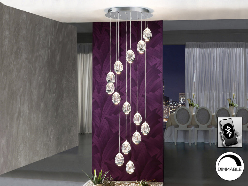 Lámpara de techo Rocío 14 luces cromo Ø50 dimable