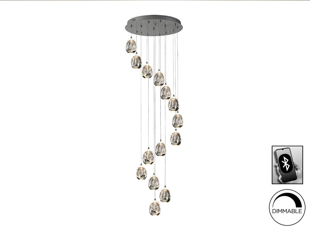 Lámpara de techo Rocío 14 luces cromo Ø50 dimable
