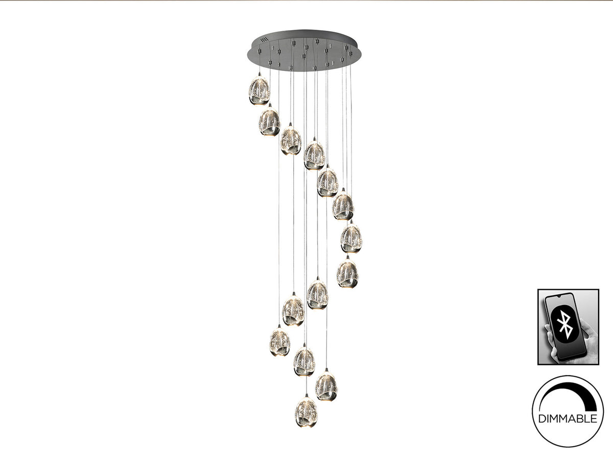 Lámpara de techo Rocío 14 luces cromo Ø50 dimable