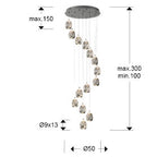 Lámpara de techo Rocío 14 luces cromo Ø50 dimable - medidas