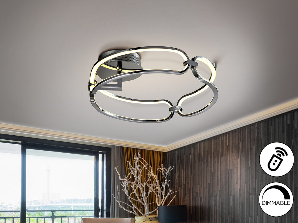 Plafón LED Colette cromo Ø47 dimable con mando y app