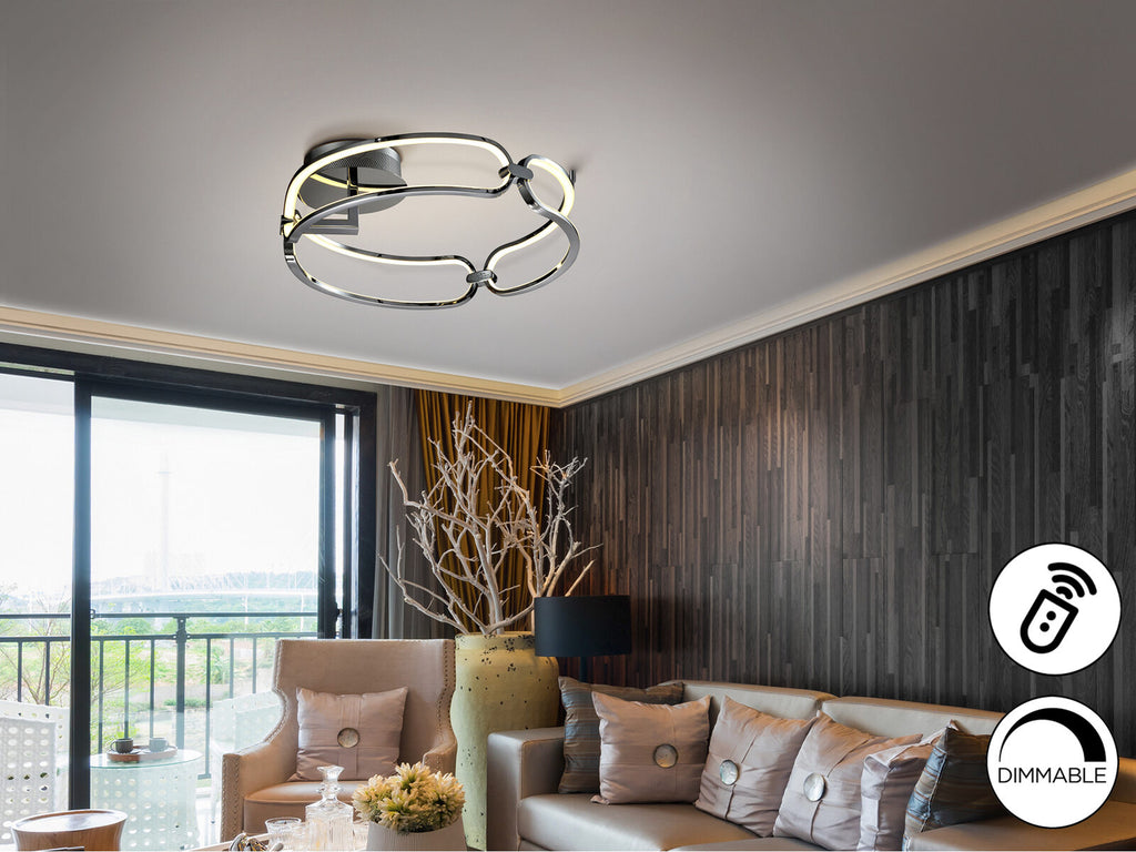 Plafón LED Colette cromo Ø47 dimable con mando y app