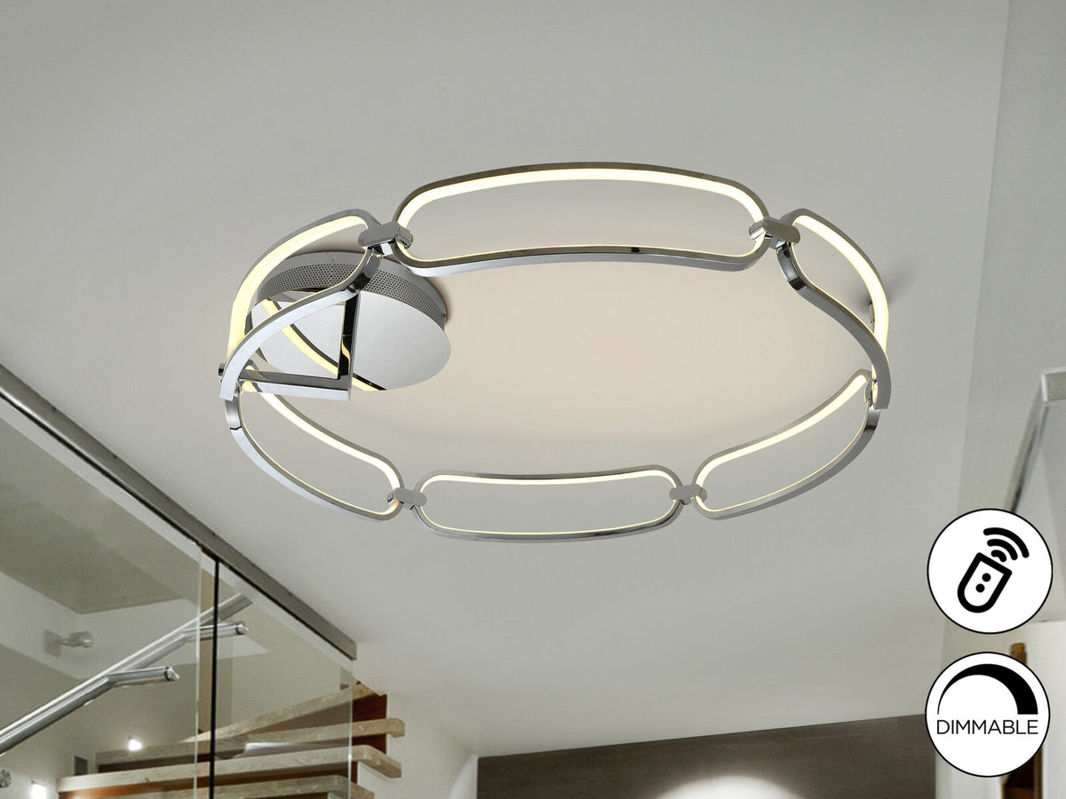 Plafón LED Colette cromo Ø80 dimable con mando y app