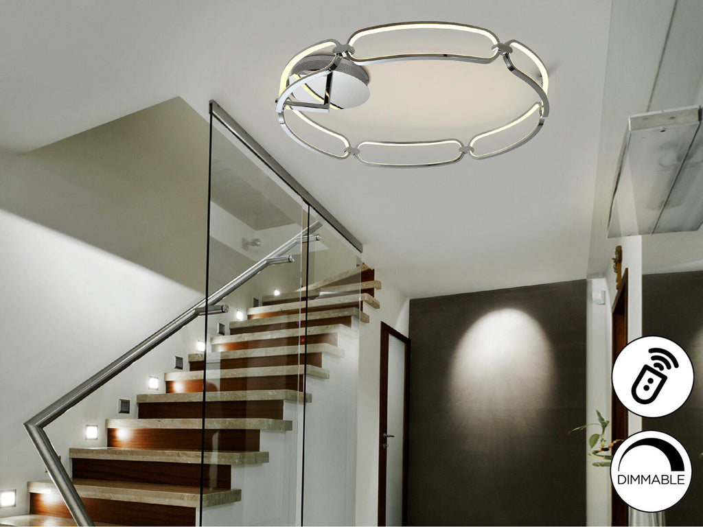 Plafón LED Colette cromo Ø80 dimable con mando y app