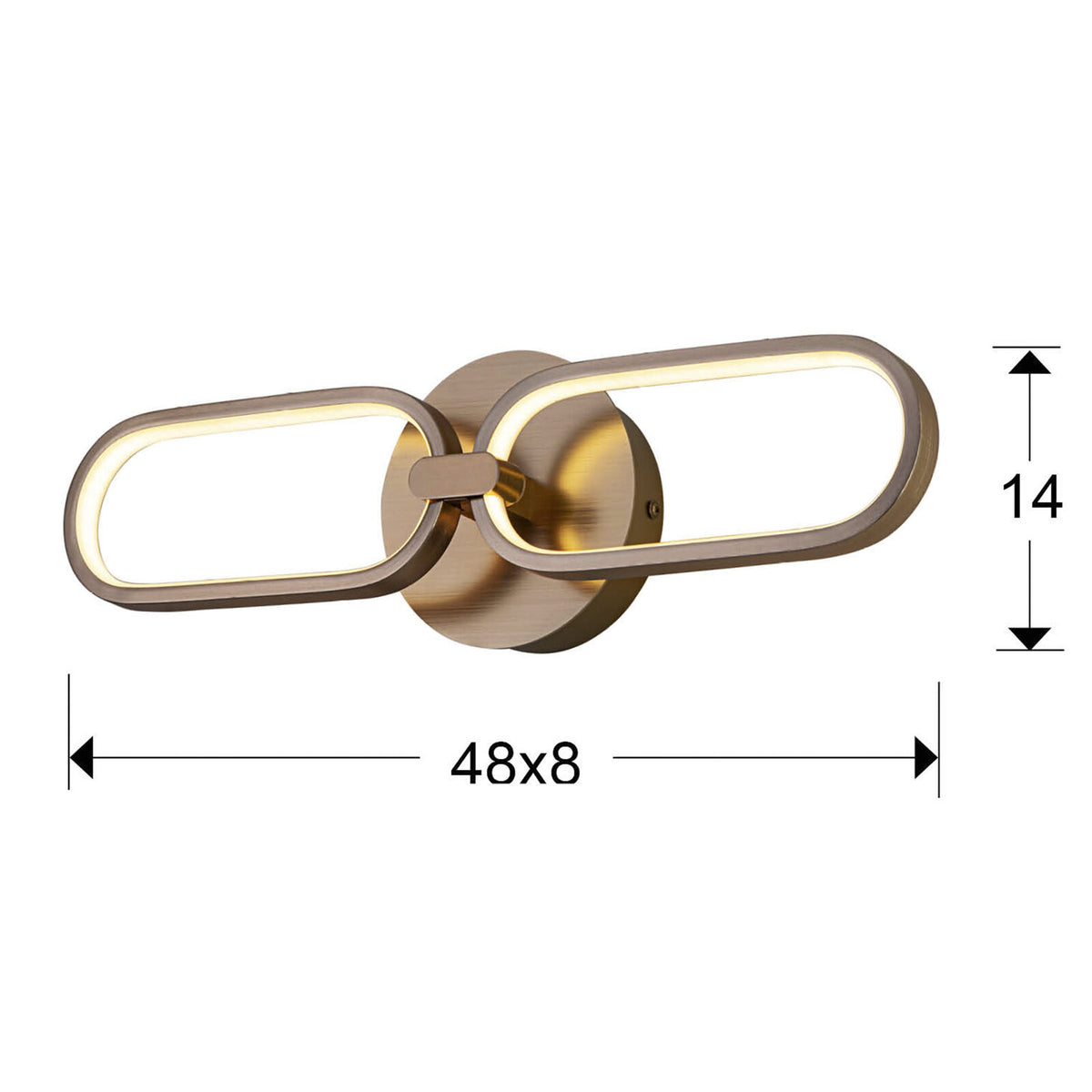 Aplique LED Colette 2 luces oro rosa - medidas