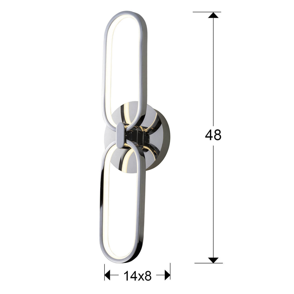 Aplique LED Colette 2 luces cromo - medidas