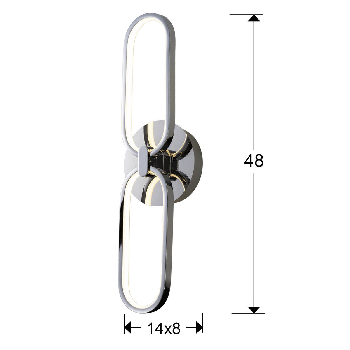 Aplique LED Colette 2 luces cromo - medidas