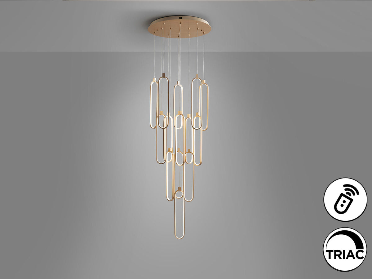 Lámpara de techo grande Colette 14 luces oro rosa