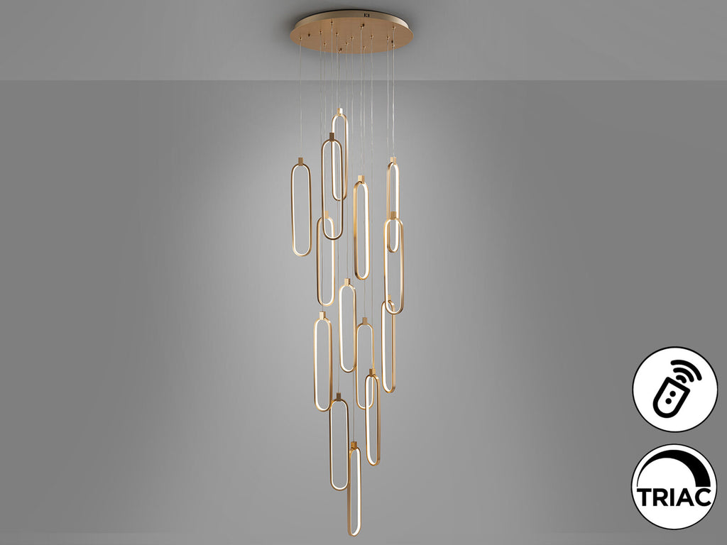 Lámpara de techo grande Colette 14 luces oro rosa