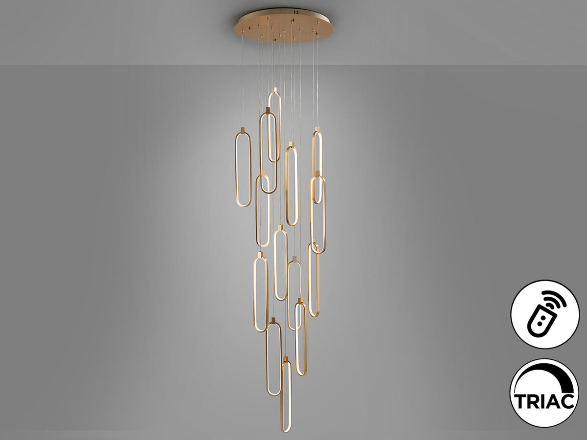 Lámpara de techo grande Colette 14 luces oro rosa
