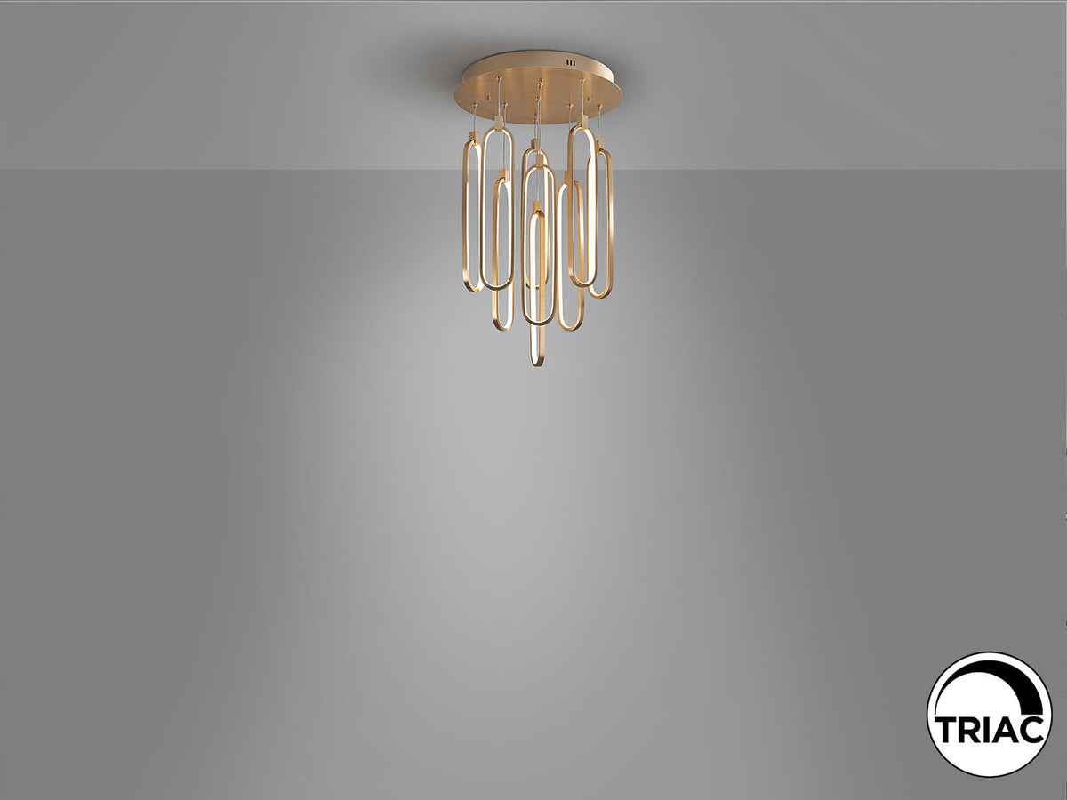 Lámpara de techo Colette 9 luces oro rosa