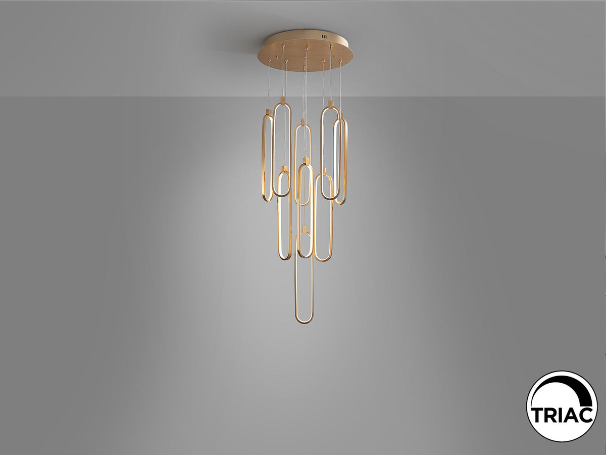 Lámpara de techo Colette 9 luces oro rosa